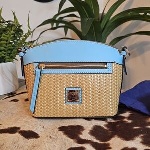 Dooney & Bourke Tan and Blue Woven Crossbody Bag